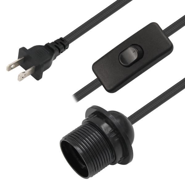 E26 Lamp PVC Power Supply Cable Cord Polarized Plug With On Off Switch
