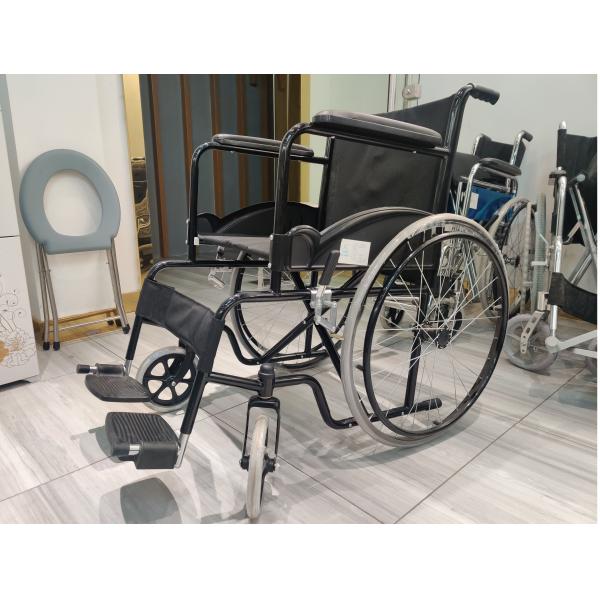 Fixed Armrest Folding Steel Wheelchair Weight Limit 100kgs