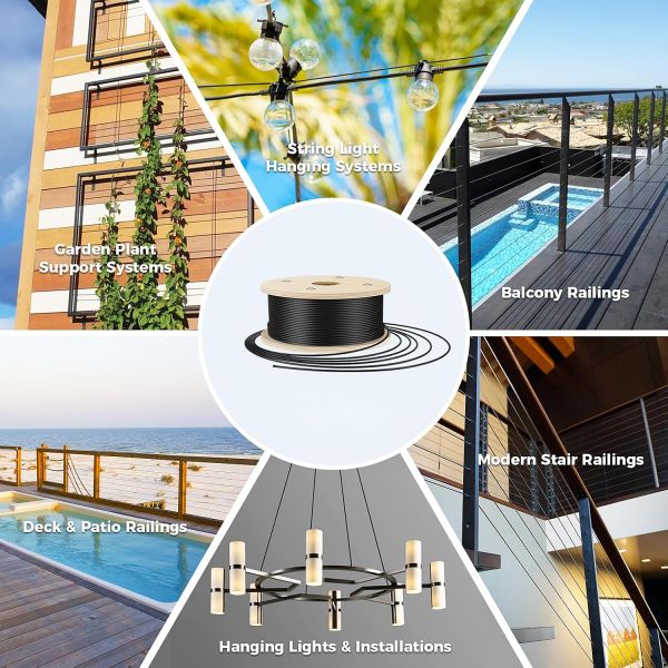 Black Oxide Wire Rope Black Stainless Steel Cable 7x19 Strands Steel Wire Rope for Deck Railing