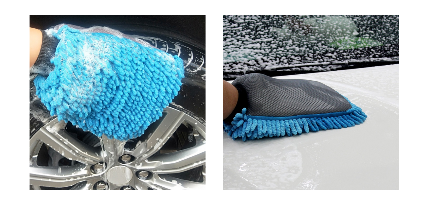 Chenille Sandwich Mesh Car Wash Mitts Dual Sided Car Detailing Gloves