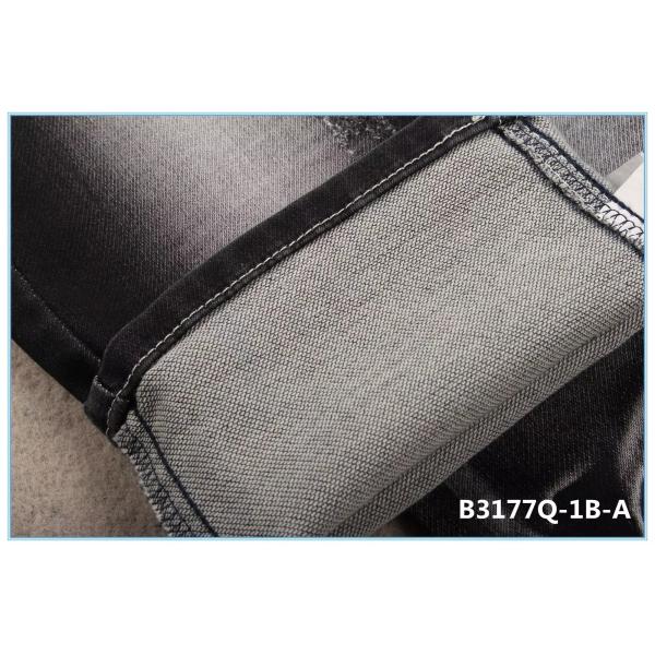 9.3oz Double Layer Stretch Denim Fabric For Jeans Like Knit Mercerizing Finish Sulfur Black