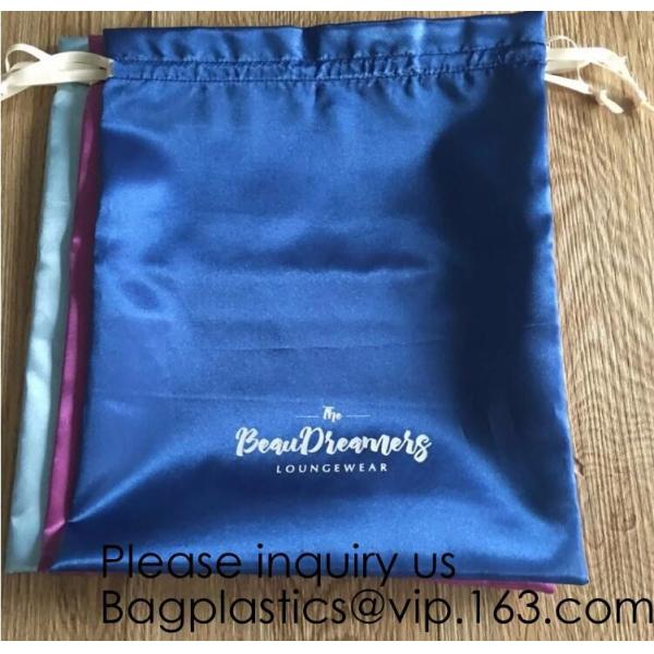 Luxury Satin Handbag Dust Cover Bag,Dark Blue Thick Matt Satin Pouch With Ribbon,Satin Drawstring Bag For Bikini package