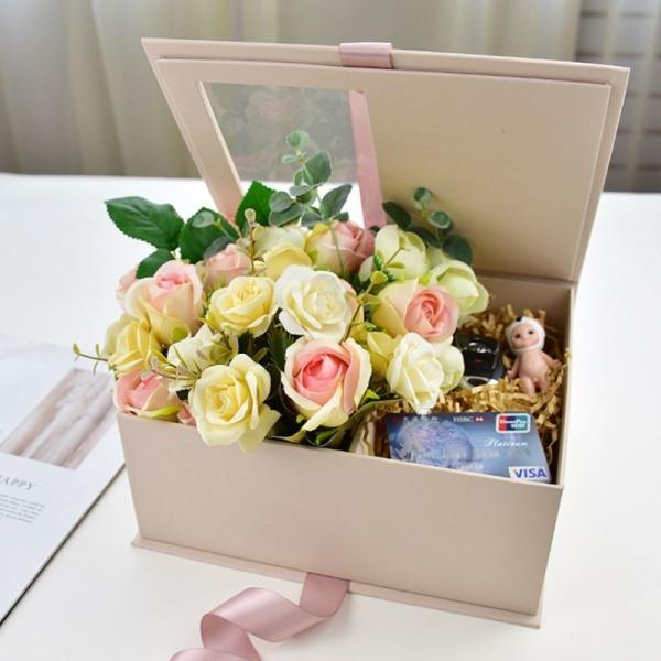 Romantic Valentine's Day Flower Jewellery Display Box Luxury Paper Packaging Gift Box