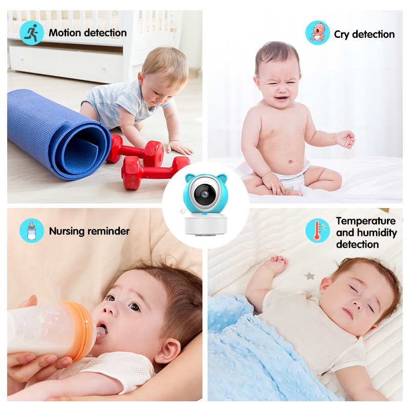Hot Sale HD 1080P Tuya Smart Baby Pet Monitor Wifi Night Vision Camera 5.0 IPS Screen 3X Zoom Motion&Cry&Temperature Detection