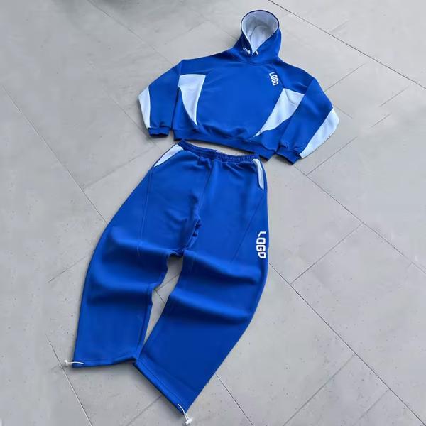 Traje de pista personalizado 100% de algodón capas de vellón de algodón de gran tamaño pesado pesado y juego de sudaderas