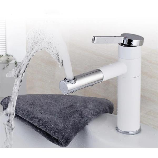 Белые серебряные покрытые краны смесителя таза гибкого Faucet кухни латунные