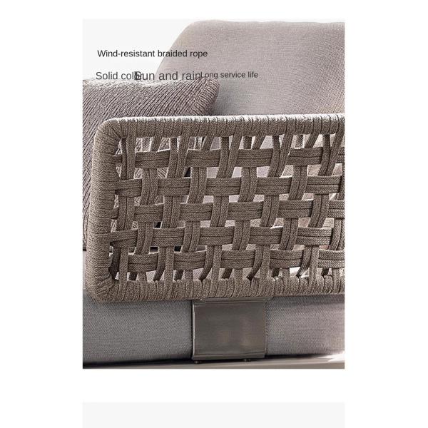 Aluminum Frame Braided Roap Rattan Outdoor Sofa And Table Set Leisure Patio Furniture