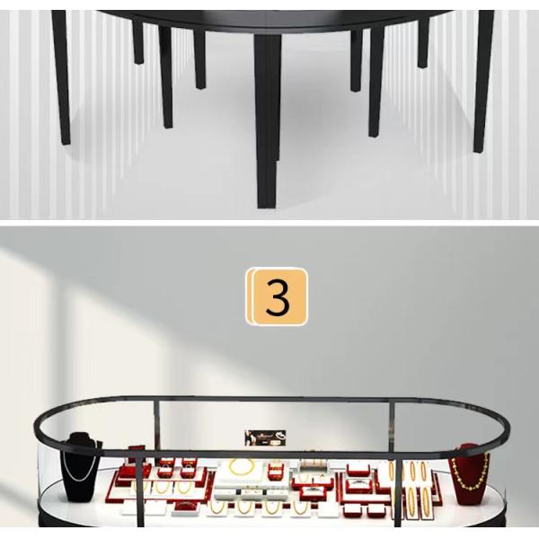 Round Curved Jewelry Display Cabinet Oval jewellery glass counter Custom