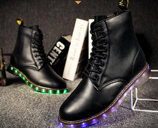 Winter Leather Rechargeable LED Sneakers For Adult 35 - 45 Size Breathable