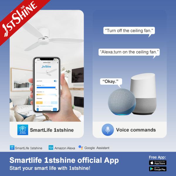 ETL Certified 1stshine Ceiling Fan Flush Mounted Or Ceiling Type With LED Light And Remote