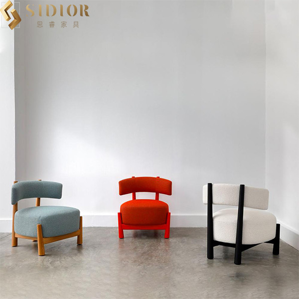 Solid Wood Legs Leisure Lounge Chairs Low Back Fabric Armchair Blue ODM OEM