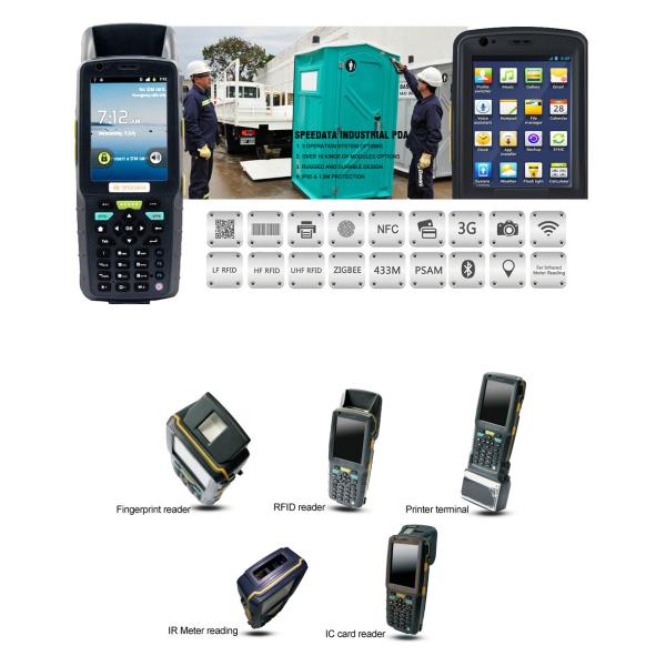 8GB ROM Android Handheld RFID Reader , Rugged UHF Scanner PDA Printer