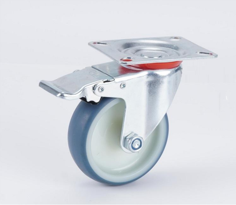 3 4 5 Inch Blue Tpr 60-100kg Load Capacity Threaded Stem With Brake Large-Scale Catering Industrial Casters