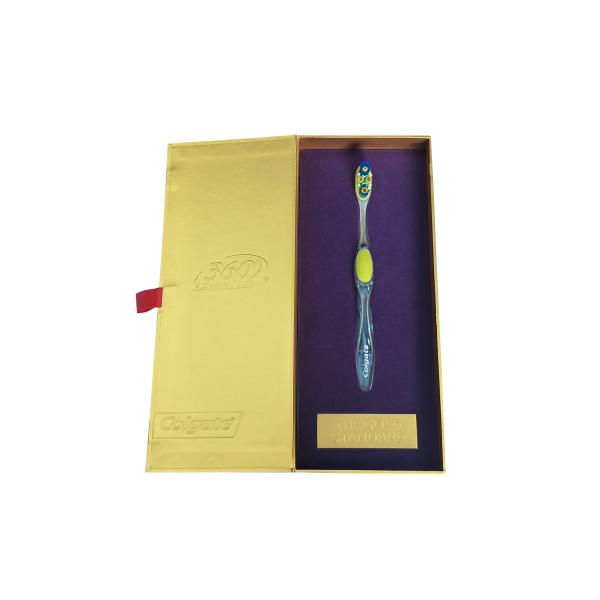 Matte Lamination Paper Gift Box Matte Gold Thick Cardboard Toothbrush Packaging