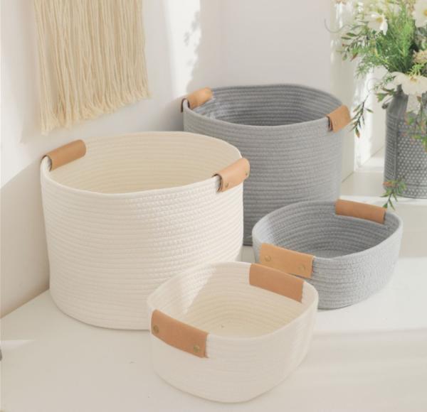 OEM Home Center Decoration Easter Woven Big Blue Cotton Rope Baby Storage Organizer Empty Toys Gifts Clothes Laundry Bas