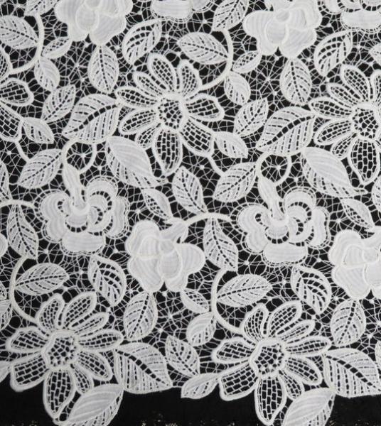 Stretchy Polyester Floral Navy Blue Lace Fabric Trimming Custom Printed