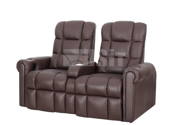 Посадочные места ВИП театра софы Реклинер изготовленного на заказ анти- выскальзывания электрические с серебряным держателем чашки