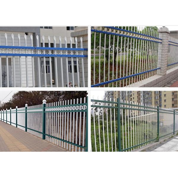 Three Beams Zinc Steel Fence Single Ring For Bounding Wall , 50*50mm Rail