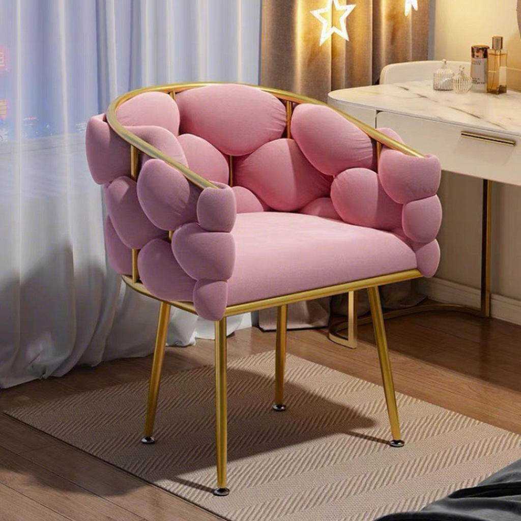 Customized Single-seater Metal Coffee Chair Comfortable Lightweight Leisure Relaxing Makeup Sofa for Bedroom Living Room Hotels