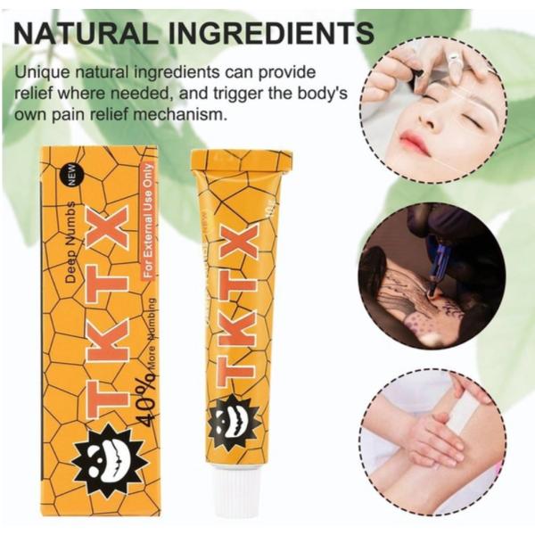 Yellow TKTX40% Painless Numbing Cream For Micro Needle Painless Tattoo Cream
