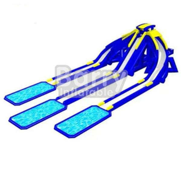 Diapositiva inflable gigante de los carriles del anuncio publicitario tres con la piscina para el tamaño adulto