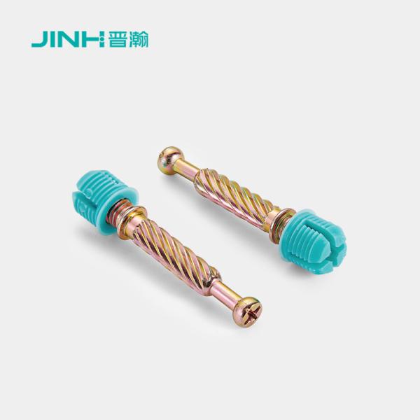 JINHAN JH-2083 Minifix Spreading Bolt 40mm Length and Textured Finish Cold Rolled Carbon Steel Nylon Cam Lock Connector for Cabinets Wardrobes