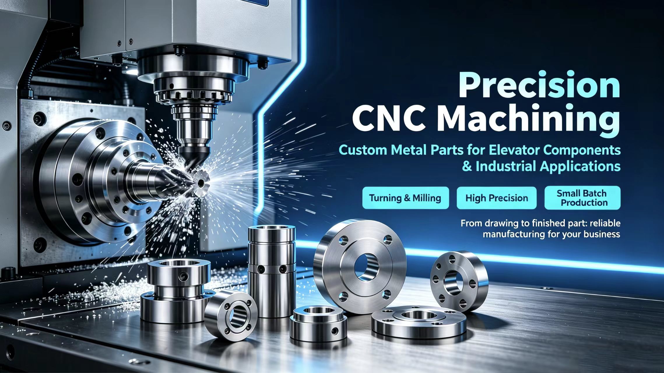 Precision CNC Machining Services Custom Metal Parts CNC Milling Machine Turning Drilling & Broaching Elevator Parts