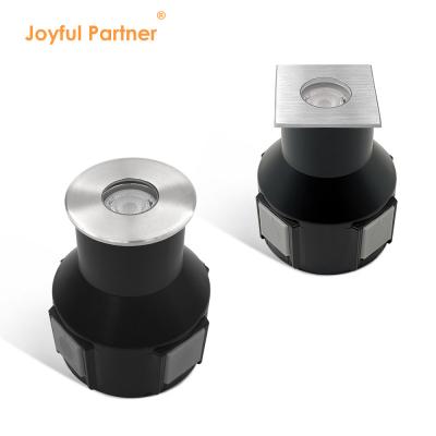 Luz subterrânea IP67 Recessada Baixa Tensão 1W 3W 3000K DC24v Forma Quadrada Redonda Com Cobertura Frontal de Aço Inoxidável