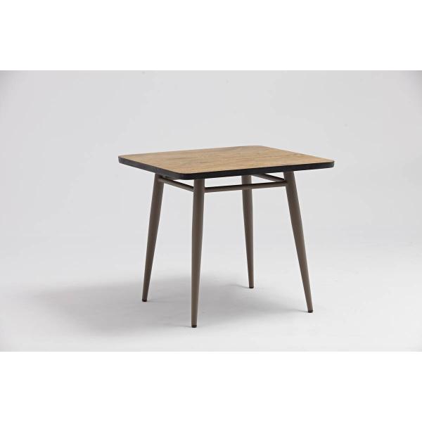 Mesa cuadrada de teca de marco de aluminio Una necesidad para muebles de rotín / mimbre al aire libre