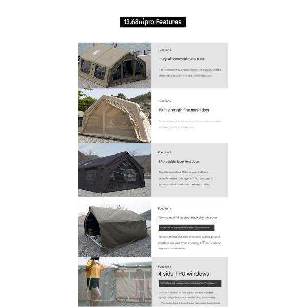 Army Green Air Inflatable Camping Tent 13.6 Outdoor Free Construction One Room One Living Room Ridge Rainproof