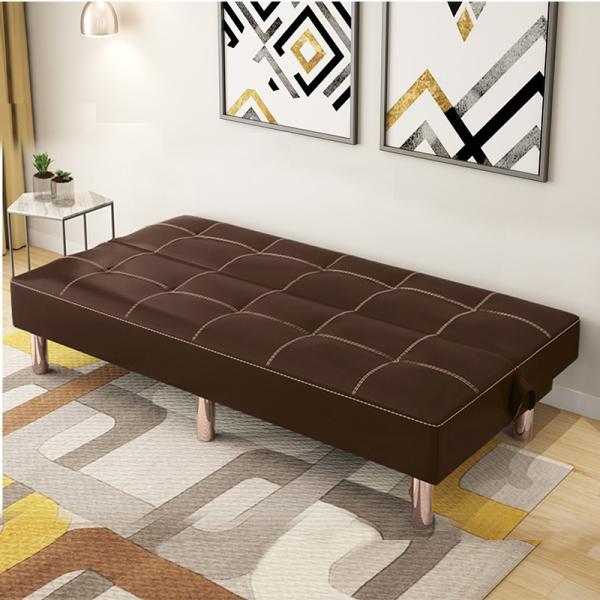 Space Saving Brown PU Leather Home Sofa Bed