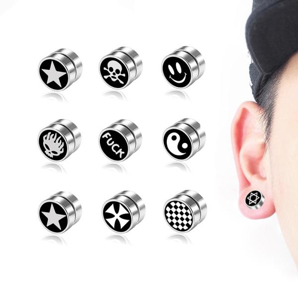 Punk Mens Strong Magnet Magnetic Health Care Ear Stud Non Piercing Earrings Fake Earrings 8x8mm