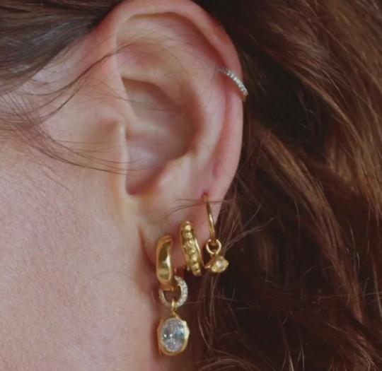 Gold Plated Oval Cut Cubic Zircon Brass Fashion Earrings for Women Versatile and Chic