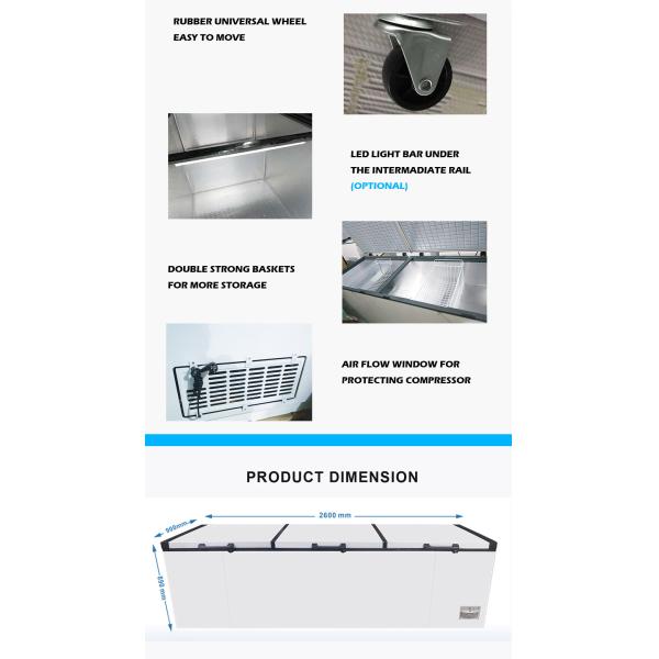 Замораживатель комода 3 дверей коммерчески глубокий корзина 1380 литров съемная