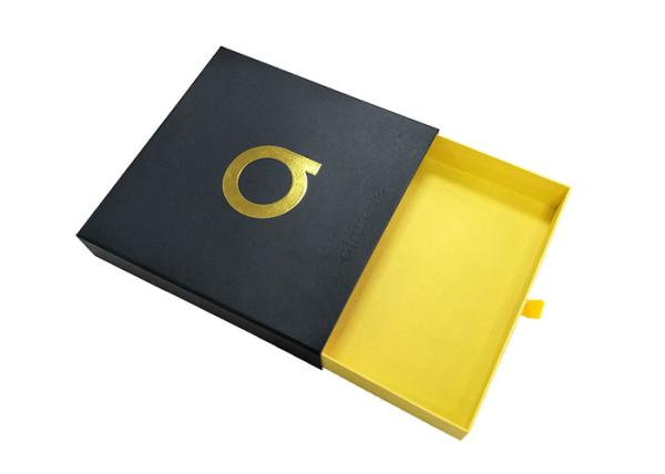 Jewelry Sliding Paper Box , Handmade Slide Open Boxes Gold Stamping Logo Design