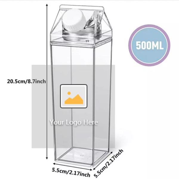 Customized Logo Acceptable 500ml 1000ml Transparent Acrylic Milk Carton Water Bottle