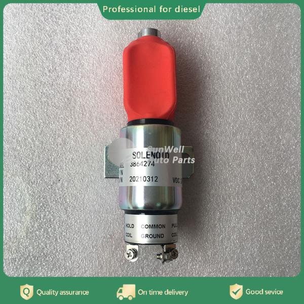 24V Fuel Pump Shutoff Solenoid Valve 3864274 for 4BT 4B3.9 Engine Parts