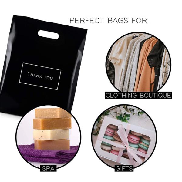 Die Cut LDPE 2.35mils Handles Shopping Bags SQP For Merchandise Gifts