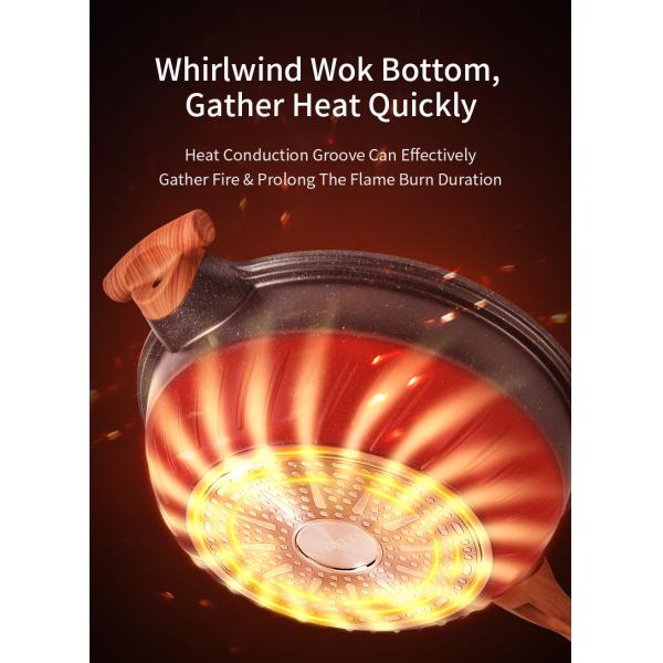 Velosan Modern 32cm Frying Pan Kitchen Wok Pan BSCI With Wooden Handle