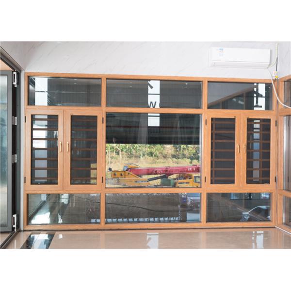Grey Single Sided Aluminium Glass Window Powder Coating For Residential