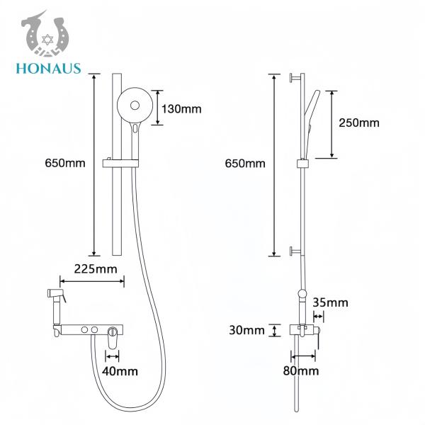 Light Exposed Valve Showers Three Handles Premium Brass Pressurized Spray Gun White