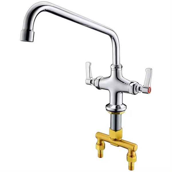 Wall Mounted Brass Mixer Tap Kitchen Faucet Hot Cold Water Mixer for Commercial Kitchen