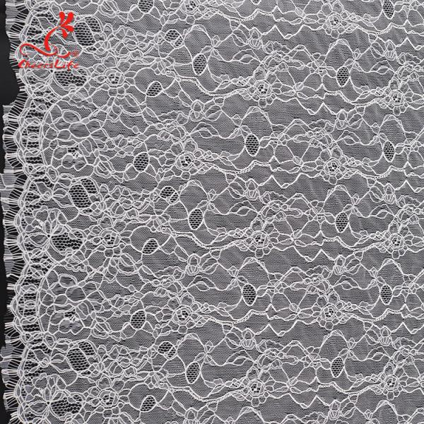 High quality White nylon lace fabric for long dress