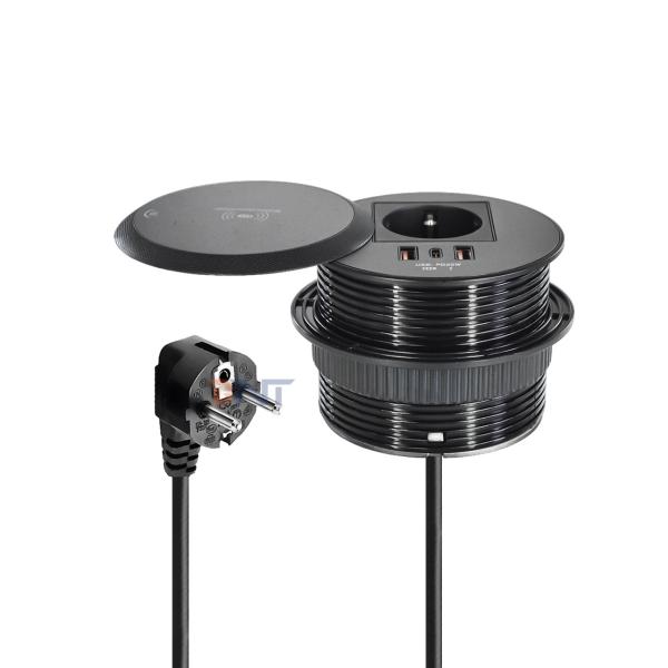 Embedded Design Table or Sofa Power Outlet EU Standard Power Socket With 2 Type A+1 Type C Charging Ports