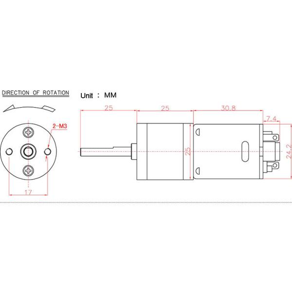 Motor dual recto miniatura 6v 12v 25m m 2000rpm del engranaje de DC del eje