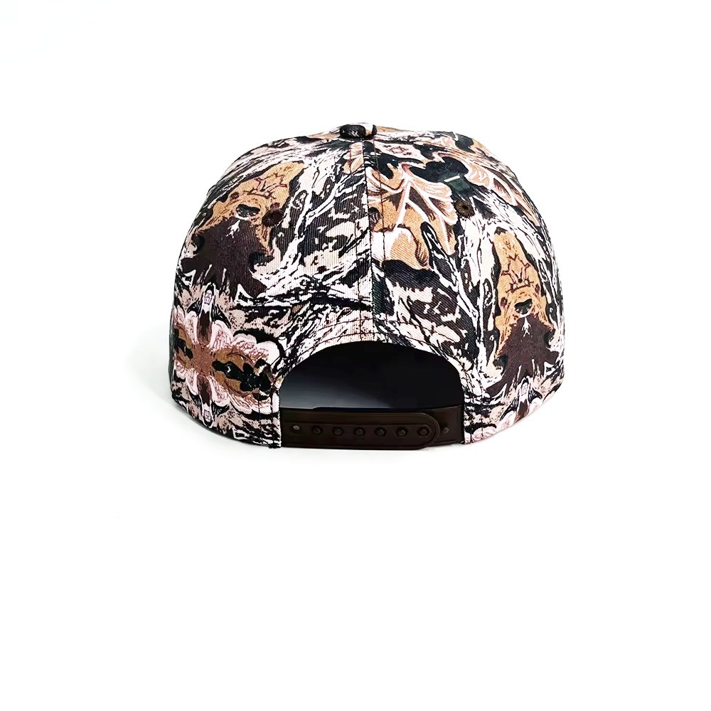 Unstructured Camouflage Snapback Hat Custom Embroidery Patch Camo 5 Panel Adjustable Cap