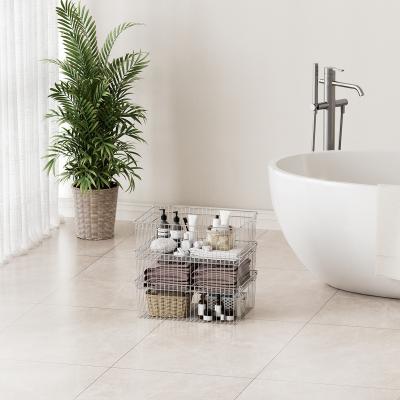 Stackable Stainless Steel Wire Basket Household Organizer 510x370x240mm