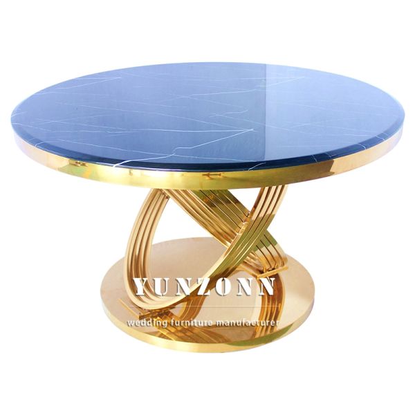 Wedding Party Supplies Party Table Small Dining Table Circle Stainless Steel Frame Marble Top Wedding Cake Table