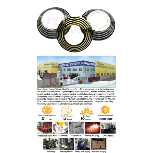 SS 201 304 Inox Stiar Parts Silver Gold Stainless Steel Handrail Base Cover For 19mm 1'' 2'' 63.5mm Round Newel Post