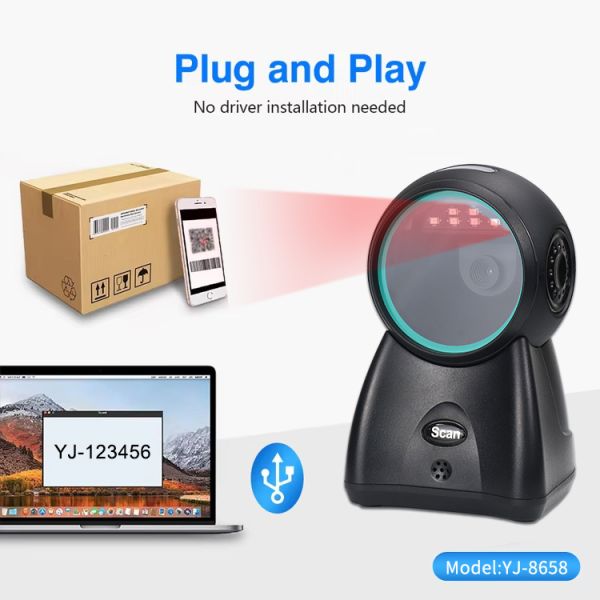 High-Speed Desktop Barcode Scanner All-in-One Desktop QR Reader for Retail Checkout